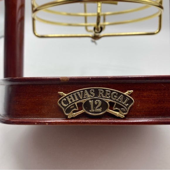 Vintage Chivas Regal Wood Advertising Tilt Pour Bottle Holder Display Gold Tone - Picture 3 of 7